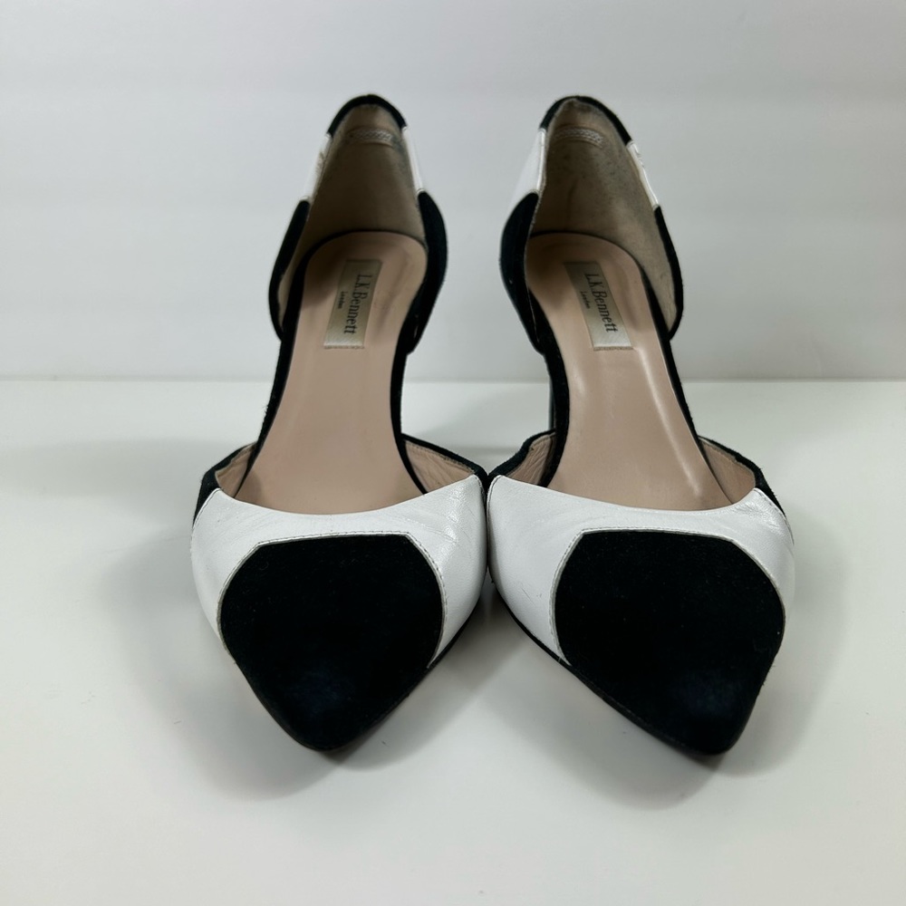 LK Bennet Black and White Leather Heels - Picture 2 of 15